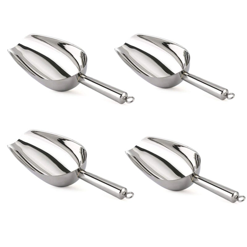 TeamFar Ice Scoop, 5oz Stainless Steel Metal Food Scoop Scooper for Kitchen Bar Party Wedding, Heavy Duty & Healthy, Easy Storage & Multipurpose, Mirror finish & Smooth Edge, Dishwasher Safe â€“ 4 PCS - Image 1